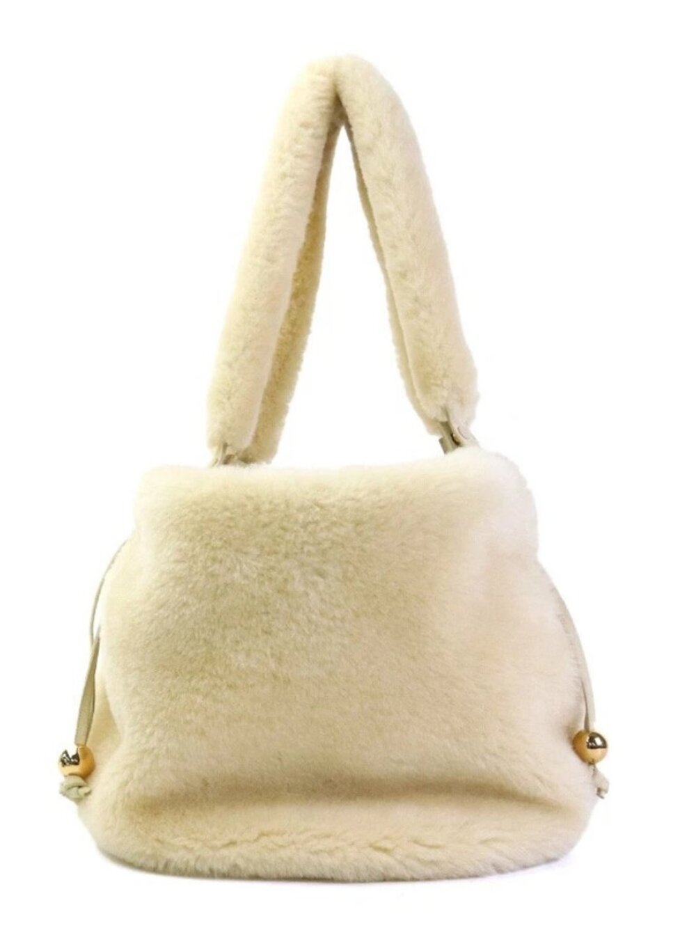 BOTTEGAVENETA Shoulder Bag Cream Fur/Suede